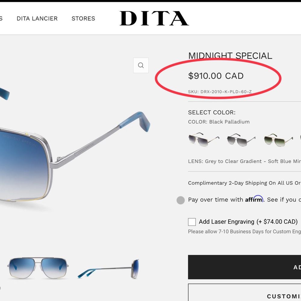 Dita MIDNIGHT special - Black Palladium